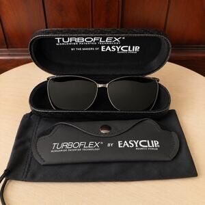 Turboflex Easy Clip Magnetic Polarized Sunglasses Clip On With Hard & Soft Cases